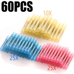 60PCS 22-16 AWG Elektrische Schrumpf Butt Crimp Terminals Rot Wasserdicht Voll Isolierte Dichtung Draht Anschlüsse Sortiment