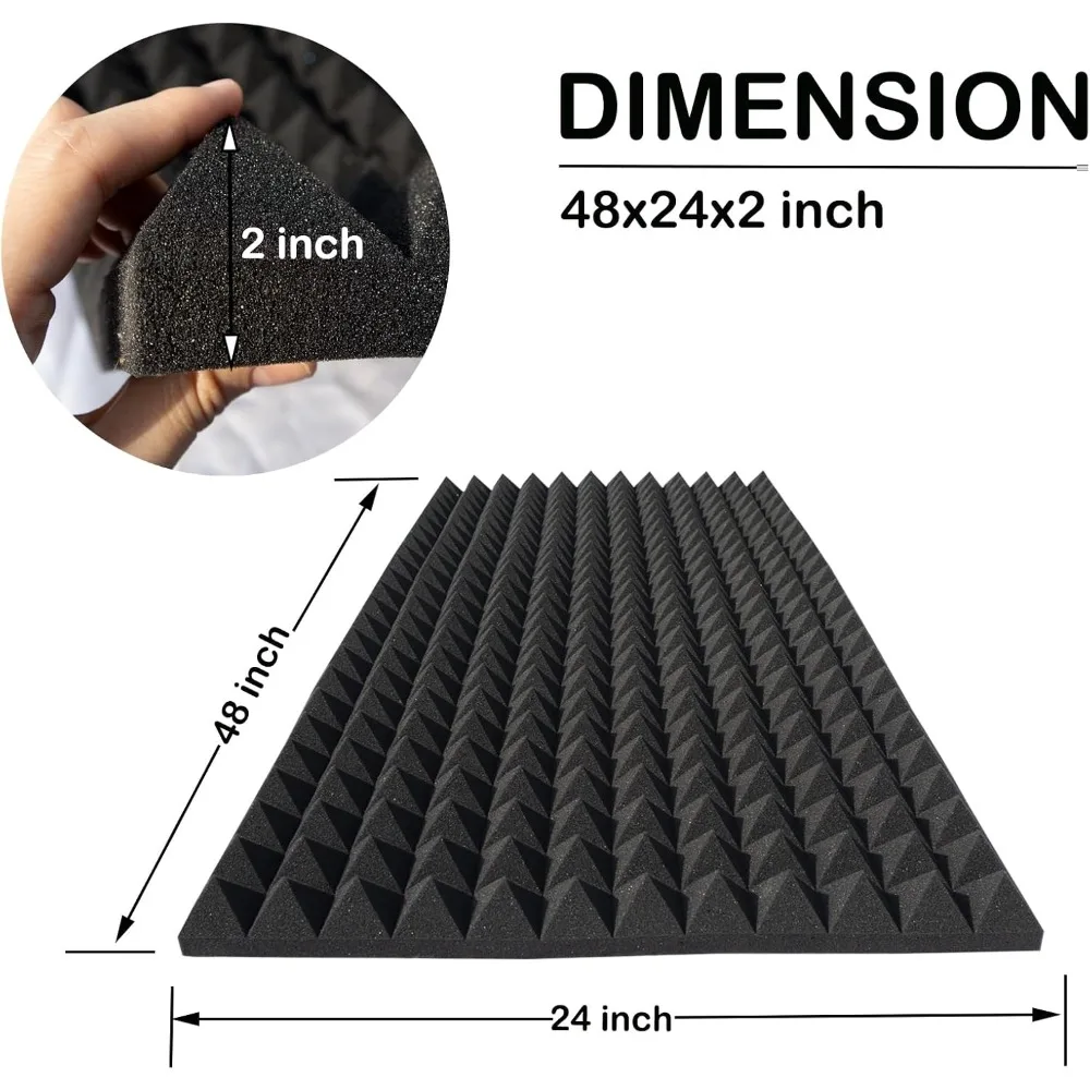 4 Pack High-Density Fire-Resistant Soundproof Panels, 48x24x2 Inch, for Home and Studio Noise Reduction