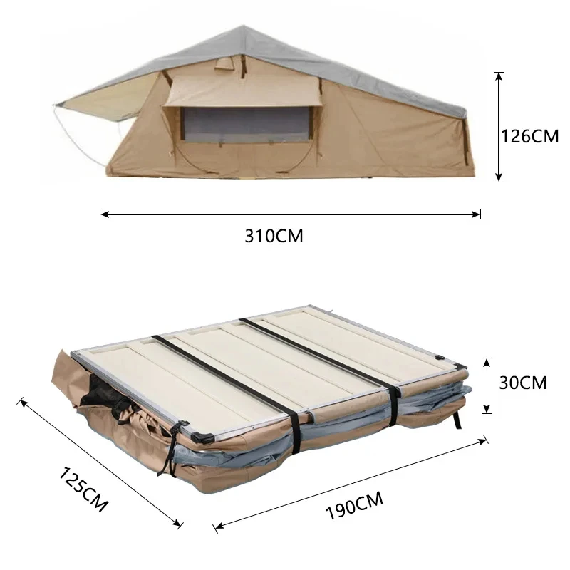 

Soft-Roof Top Tent (Includes Aluminum Alloy Frame and Rain Cover) — Suitable Outdoor Camping and Various Vehicle Model