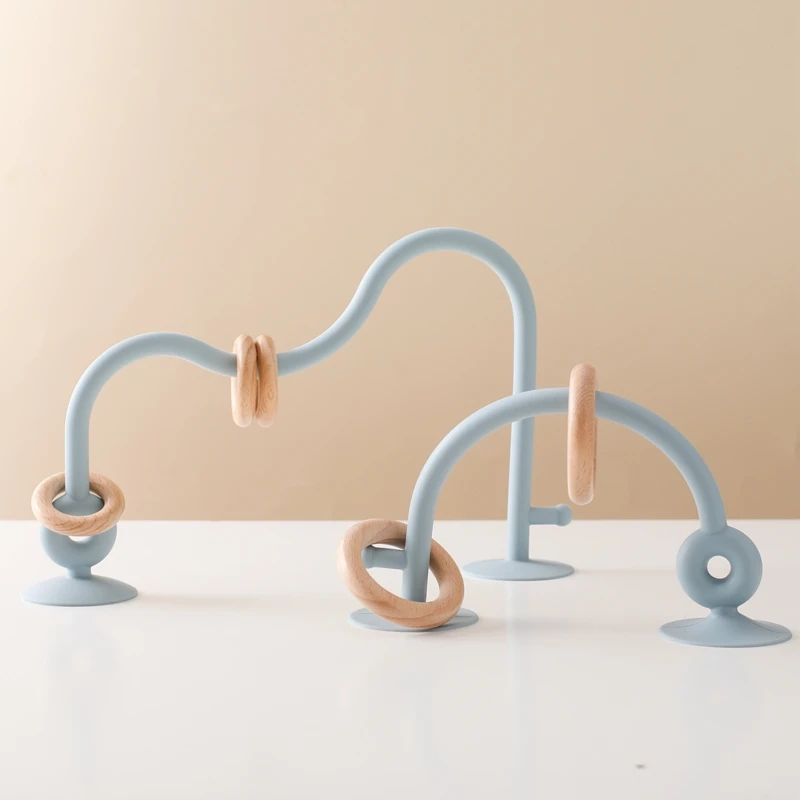 Baby Spielzeug Silikon Lernspielzeug Säugling Montessori Spielzeug Zahnen Track Labyrinth Holz Achterbahn Perle Baby Zubehör Beißring – Detail 8