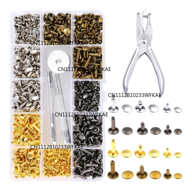 Double-sided bump nails Willow Leather bags Clothing Metal decoration Double-sided rivets Mother and child buckles set + tools