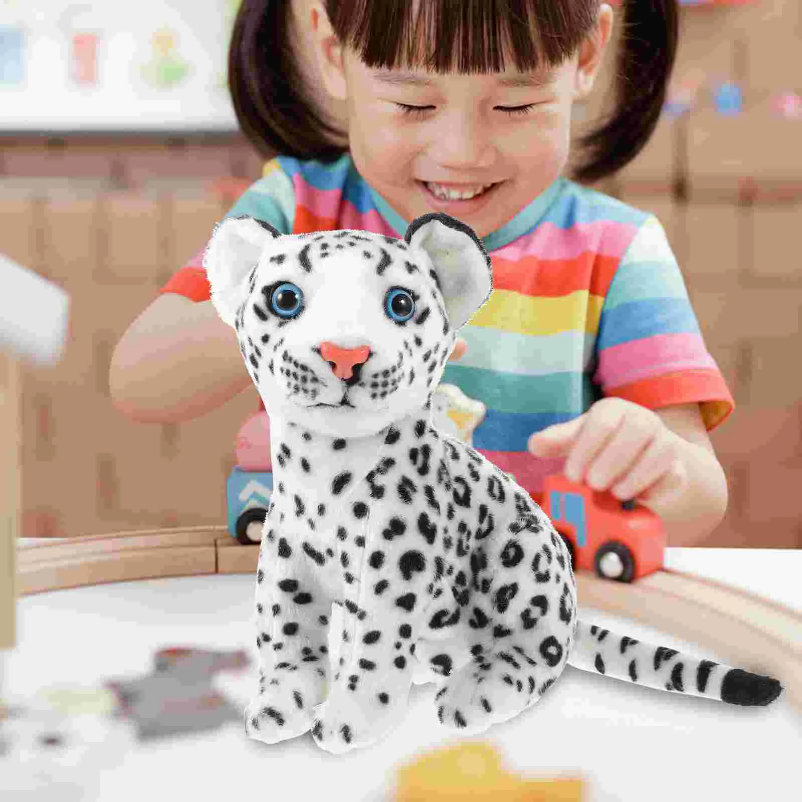 Simulação animal brinquedo de pelúcia leão leopardo pano bonito recheado adorável neve animais dos desenhos animados