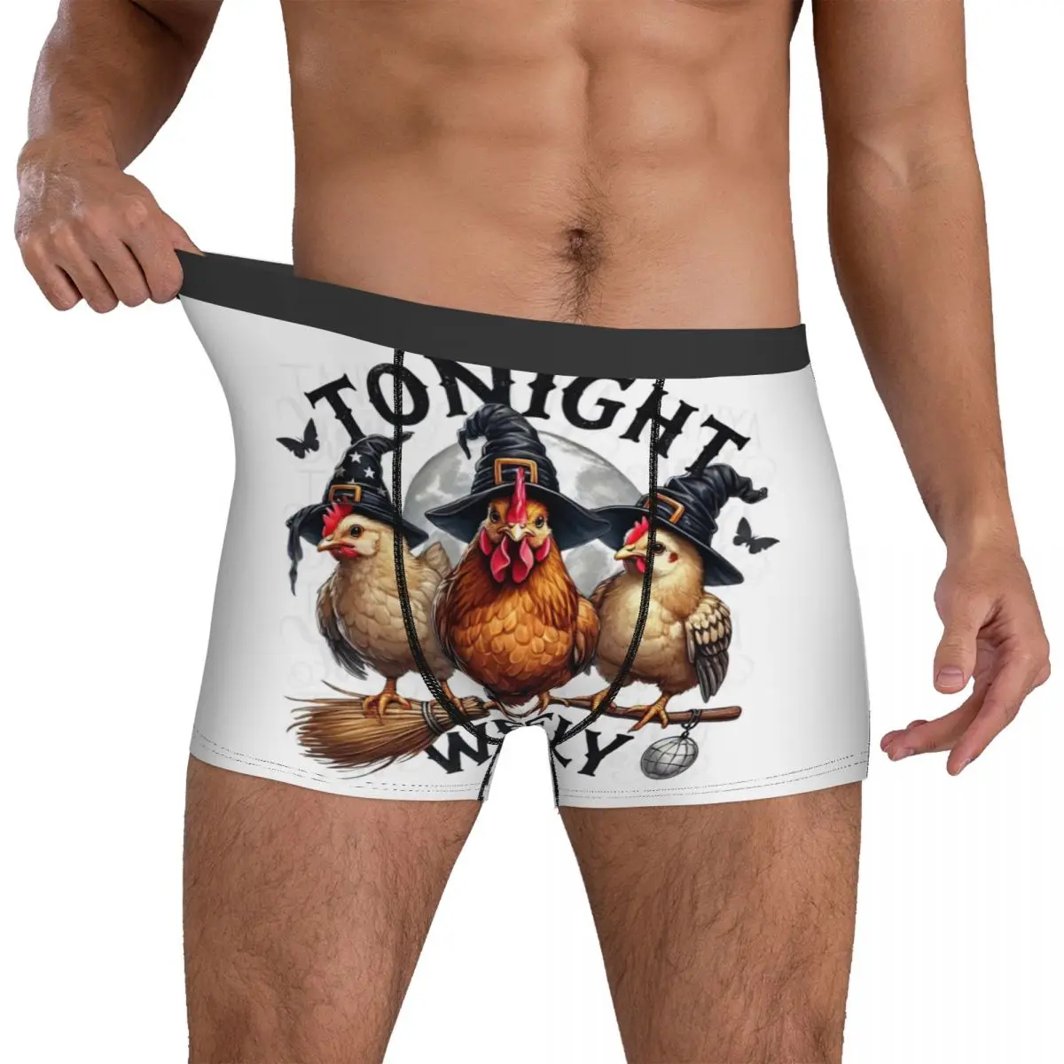 

Нижнее белье Tonight We Fly с цыплятами на Хэллоуин, мужские шорты, трусы с забавным качественным принтом, трусы большого размера