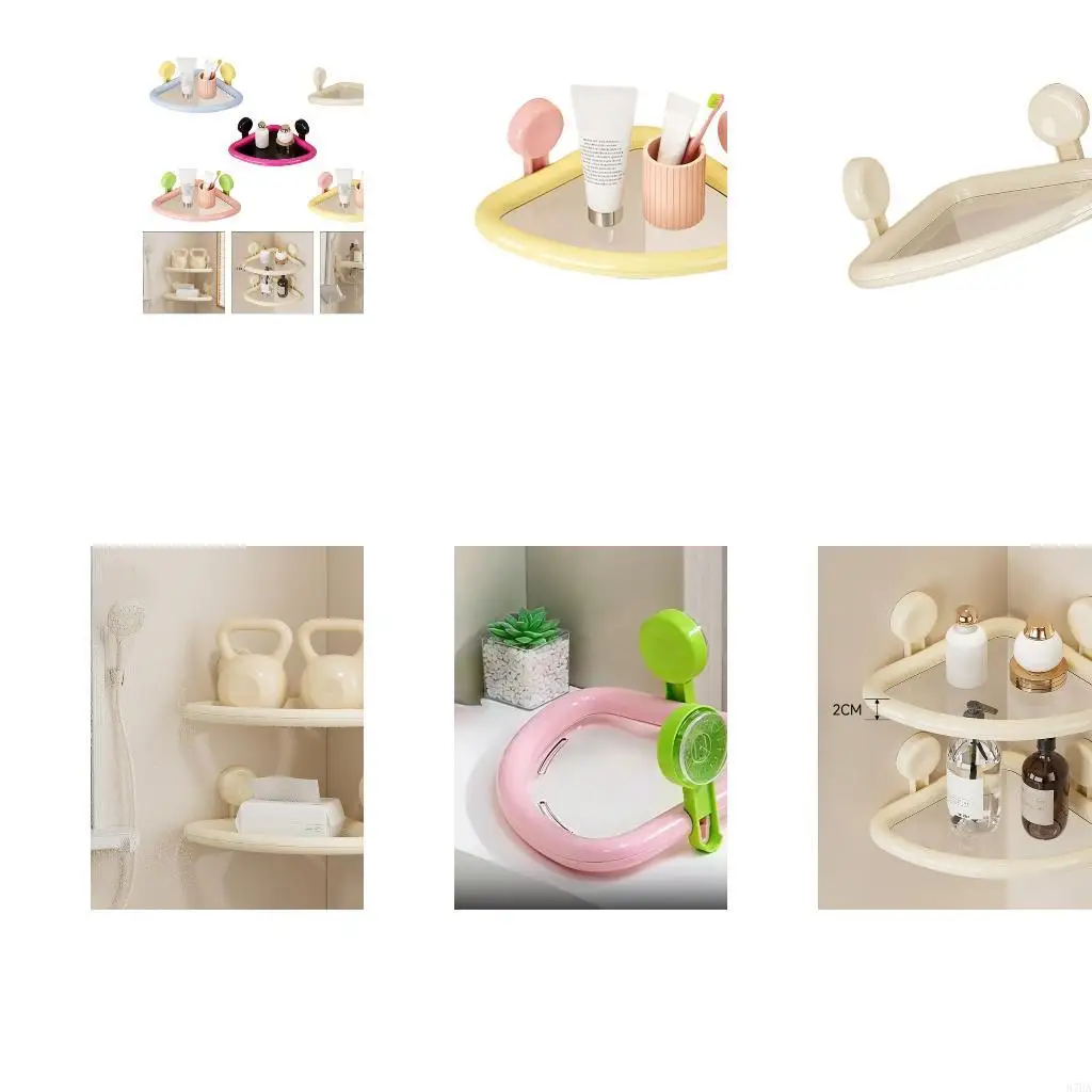 

Triangle Shower Rack With Drain Holes Bathroom Wall Mounted Sturdy PET Materials Bath Organizers 87HA