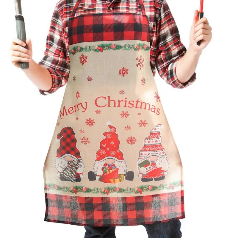 Christmas Kitchen Cooking Apron Cooking Baking Gnome Apron For Christmas Reusable Christmas Kitchen Cooking Apron For Adults