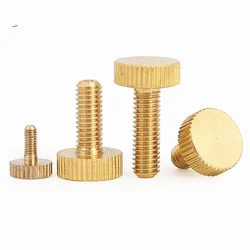 M3 M4 M5 M6 M8 M10 Brass Flat Head Hand Screw GB835 Pure Copper Big Head Knurled Hand Screw Handle Tighten Screw 1~3Pcs