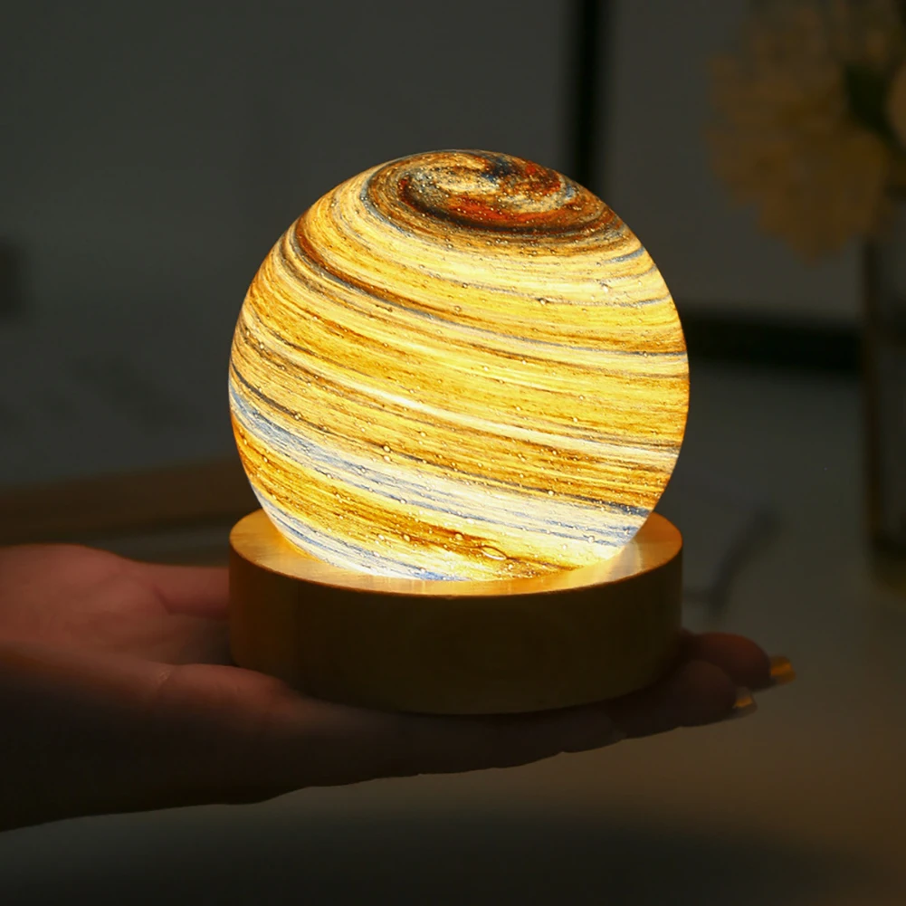 Lâmpada planetária 3D para quarto, luz noturna romântica, escurecimento contínuo, criativo, 3 cores, presentes de Natal e aniversário, 80mm