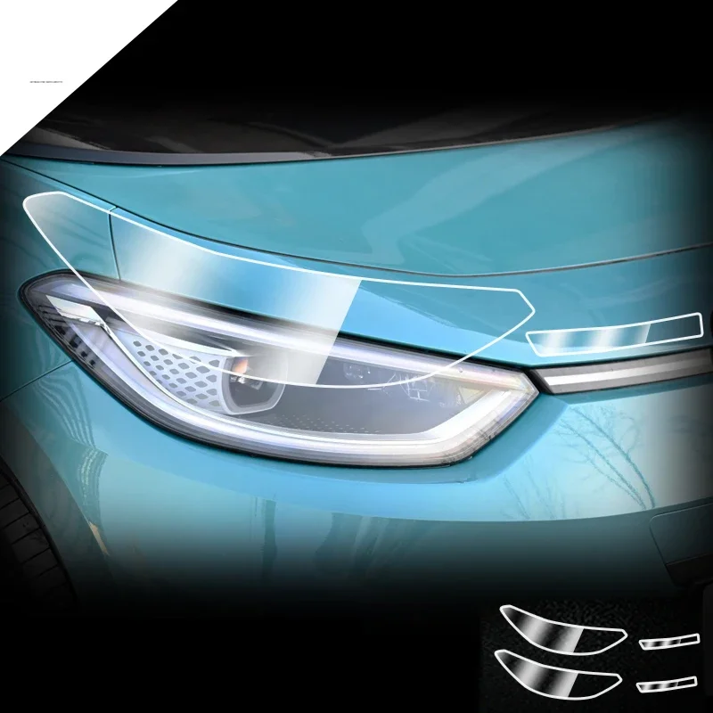 Película protectora transparente para faros delanteros de coche, 2 piezas, para Volkswagen VW ID3 ID.3, Tpu, accesorios exteriores, tira de lámpara, pegatina para coche