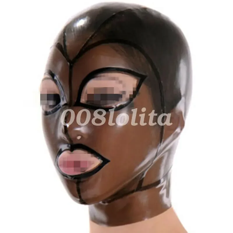 2019 Latex 100% Rubber Smoke gray black Mask Masque Cosplay Hood S-XXL