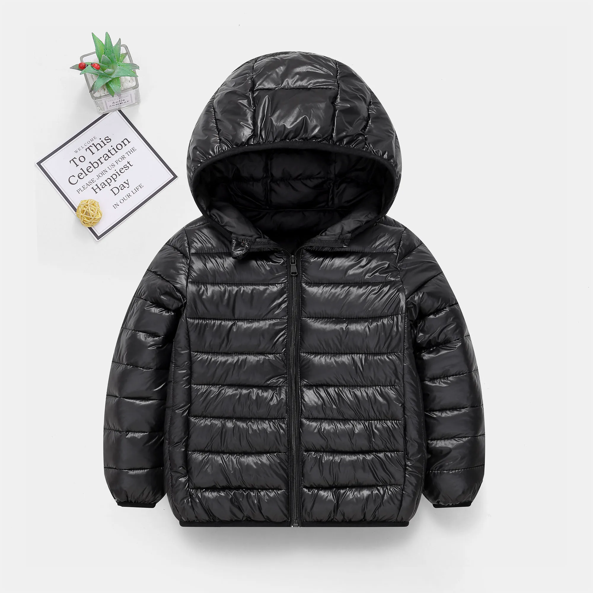 7-16 Years Kids Lightweight Downcoat Autumn Winter Teen Boys Girls Solid Zipper Hooded Down Cotton Jacket Children Warm Snowsuit - Image 5