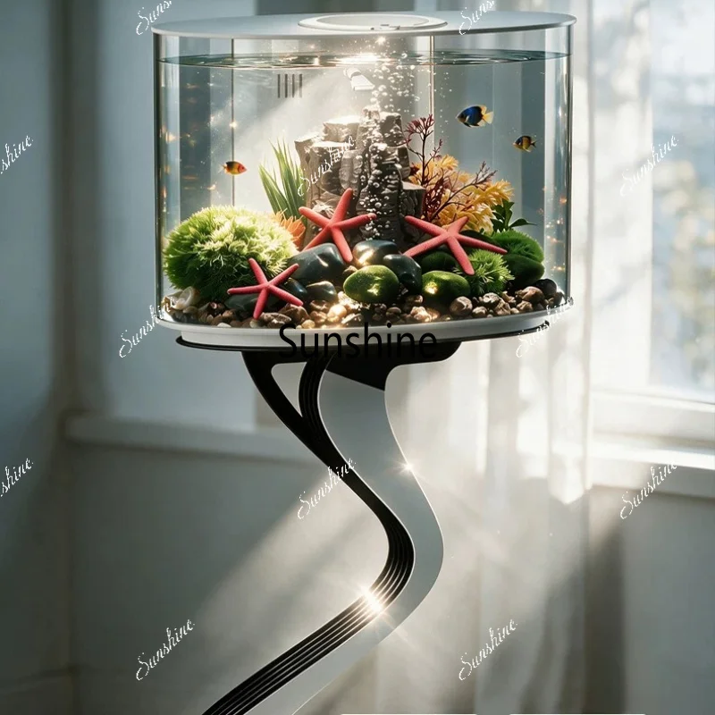 Integrated ecological floor-to-ceiling living room small creative lazy landscaping fish tank