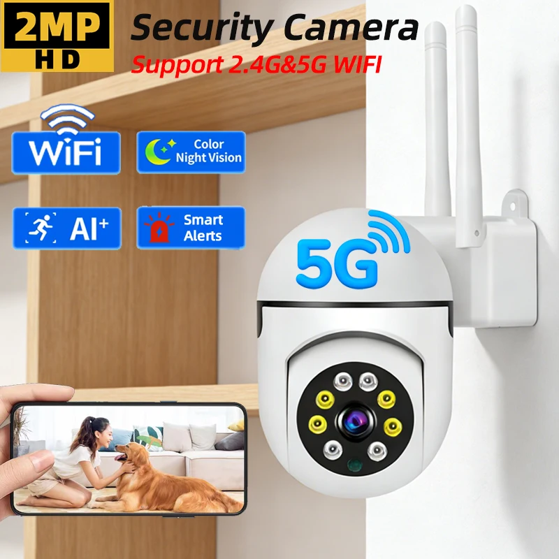 

Камеры видеонаблюдения 5ГГц/2.4ГГц WIFI PTZ IP-камеры 2МП для наружного/внутреннего использования, камера для домашней безопасности IP66