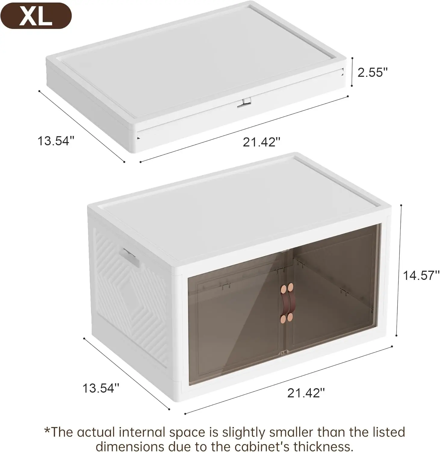 Folding Storage Bins Organizer, Collapsible Storage Boxes with Wheels and Door, Stackble Plastic Storage Container for Clothing