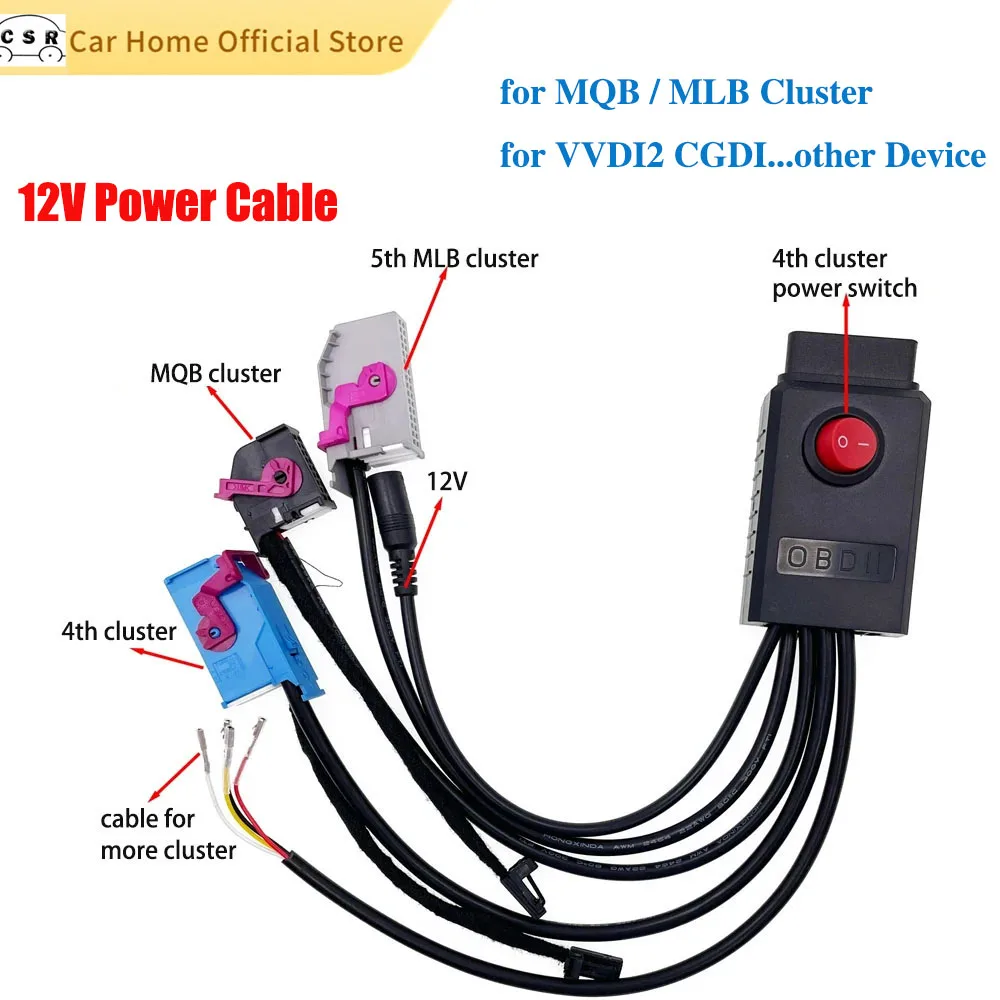 

MQB MLB Cluster 12V Power Cable 4th ID48 Key Program Cable 5th Cluster Cable MQB NEC35XX Cable MQB48 Instrument Cables fit VVDI2