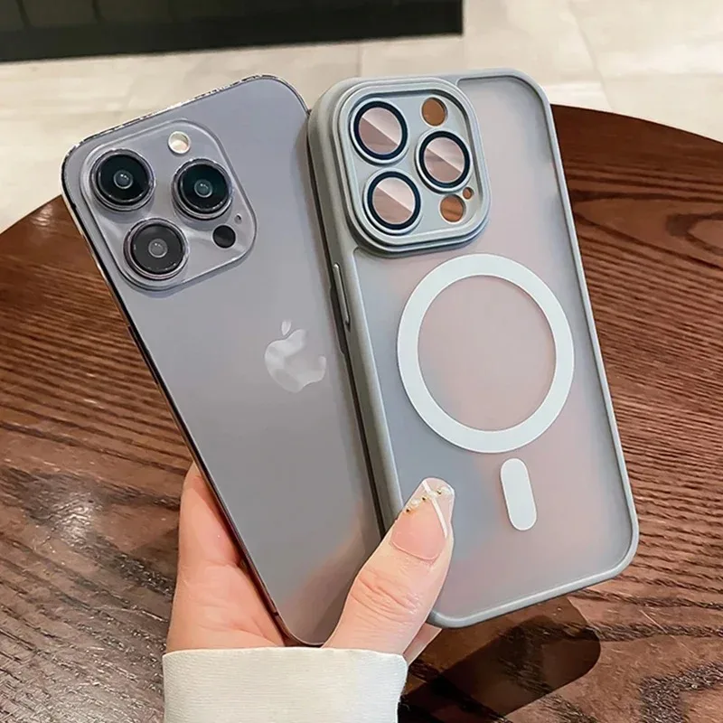 Luxury Magnetic Matte Translucent Case For iPhone 16 15 14 Plus 13 12 11 Pro Max  For Magsafe Wireless Chargeing Cover