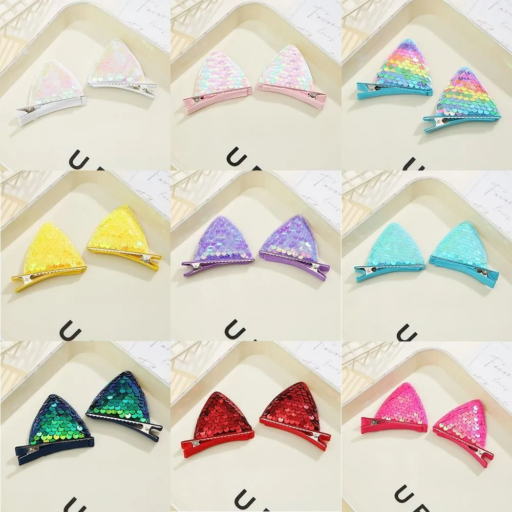 2pcs Sequins Hair Clip Women Girls Headdress Cat Ear Super Flash BB Clip Kawaii Gift Hair Accessory Baby