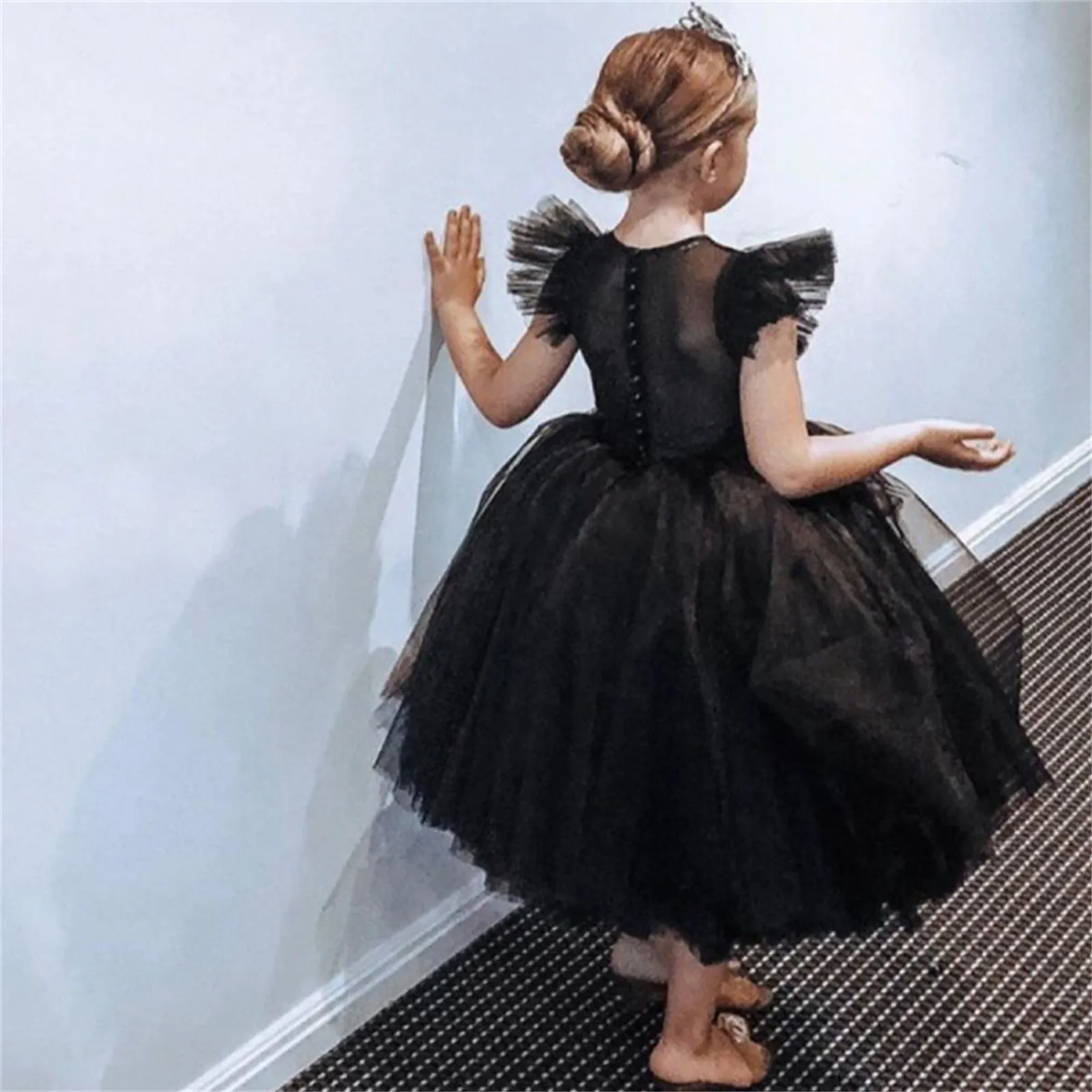 Elegant Girl Fluffy Princess Dress Flower Baby Wedding Ceremony Costume Birthday Outfits White Cute Tutu Gown Kids Gala Clothes