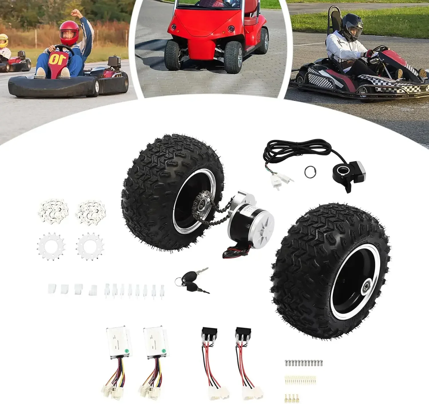 24V 250W Dual-Wheel Electric Unicycle 10-Inch Motor-Driven Air Wheel Conversion Kit with Thumb Control for Small Go-Karts