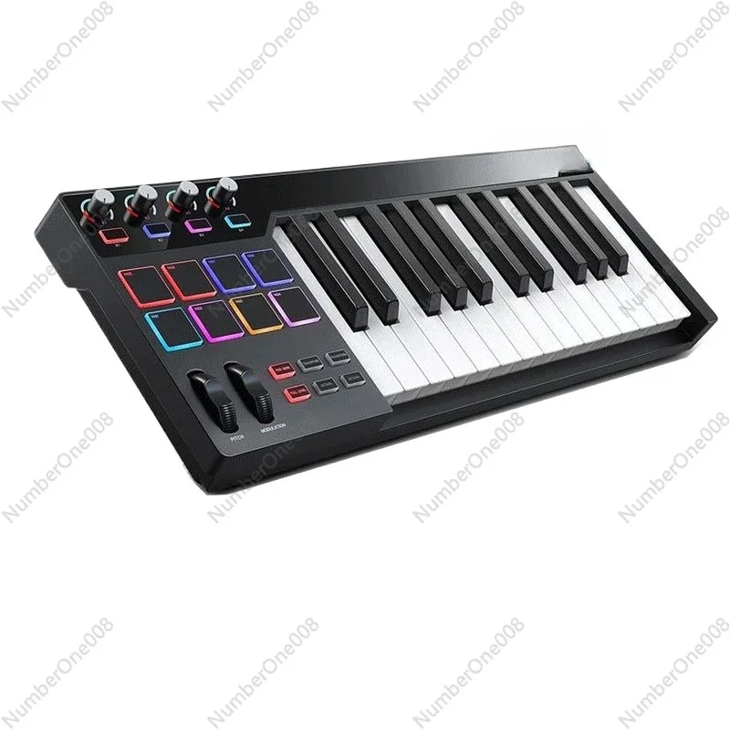 Professional 25-Key MIDI Keyboard Controller with Touch Bar, Dynamic Scale, and DAW Compatibility for Music Production