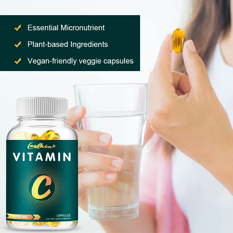 Vitamin C Capsules 1000 mg, Natural Supplement for Men and Women