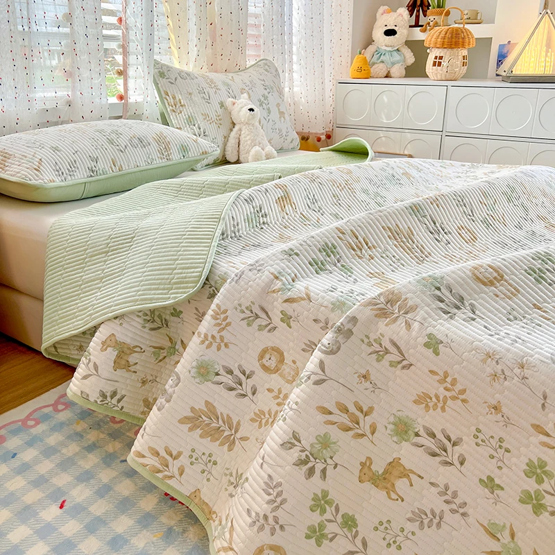 1pc 100%Cotton Thicked Bedspread Quilted Single/Queen/King Size Bed Cover colcha  de cama casal Pure Cotton Floral Style Blanket
