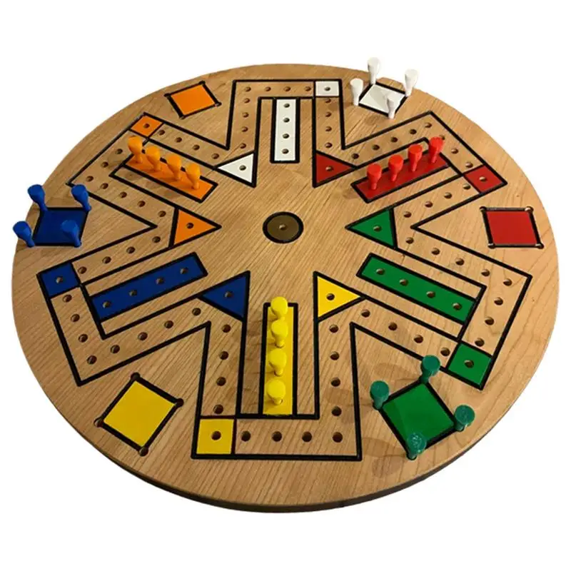 Fast Track Board Game 3-6 Players Wooden Fast Track Board Game Double Sided Painted Exercise Logical Thinking Board Game