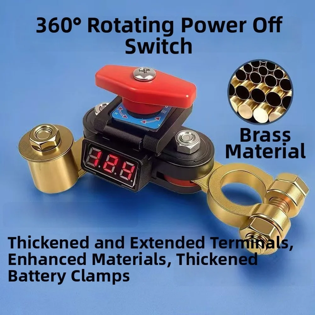 360 Degree Rotary Battery Disconnect Switch With Voltage Meter For Car Truck