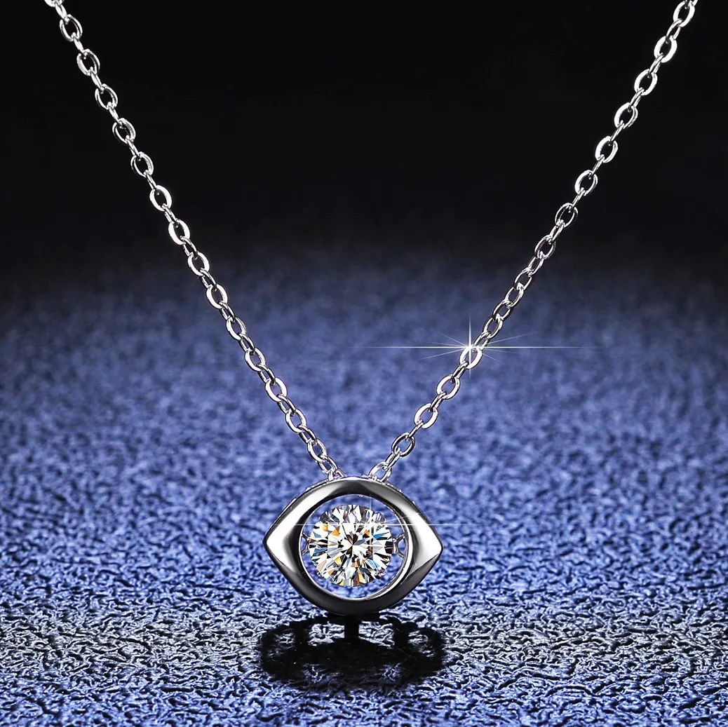 

Luxury Solid Platinum PT950 Moissanite Diamond Smart Pendant Necklace Women's Devil's Eye Beating Heart Clavicle Chain