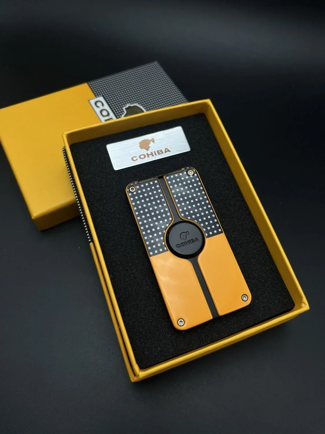 COHIBA-Windproof Metal Cigar Lighter, Triple Flame Jet, Butane Flashlight, Portable Cigar Punch, Men Gadgets