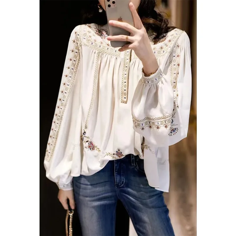 

Chiffon Blouse Women's New Spring Autumn Casual Style Plus Size French Elegant Long Sleeve Top