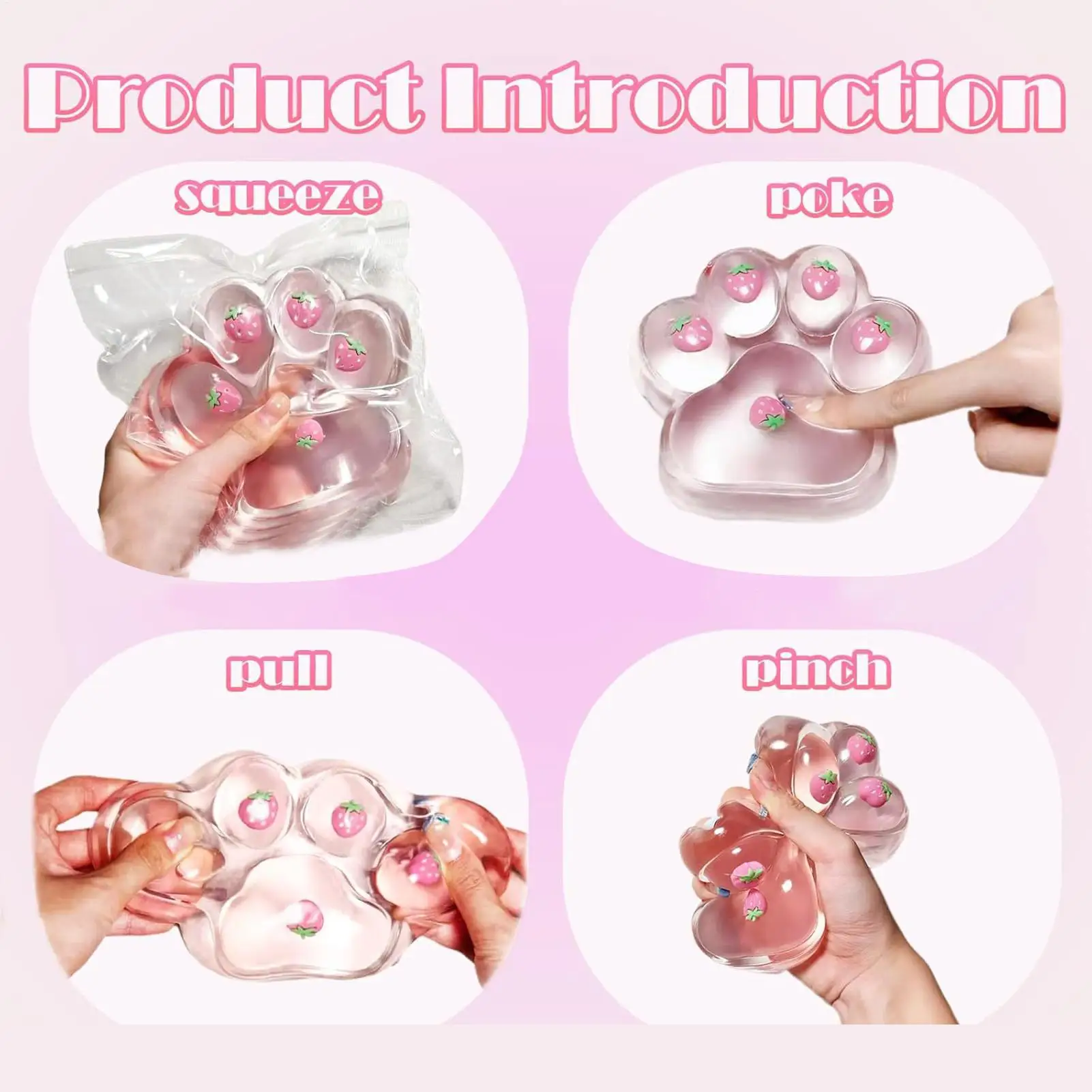 Sensory Squeeze Toy Pinching Soft Cat Claw Rebound Fidget Squeeze Relaxing For Women Men Girls Boys Kids Adults Classroom Prizes