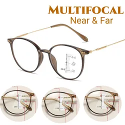 Luz azul bloqueio progressivo óculos de leitura homem mulher perto longe bifocal óculos vintage multifocal presbiopia eyewear