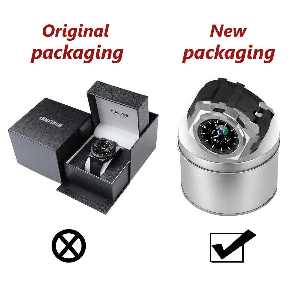 For Samsung Watch 4 classic 46MM Stainless Steel Case Modification Kit Set For Watch 5Pro 45mm Watch4/5 44mm 40mm Rubber Strap