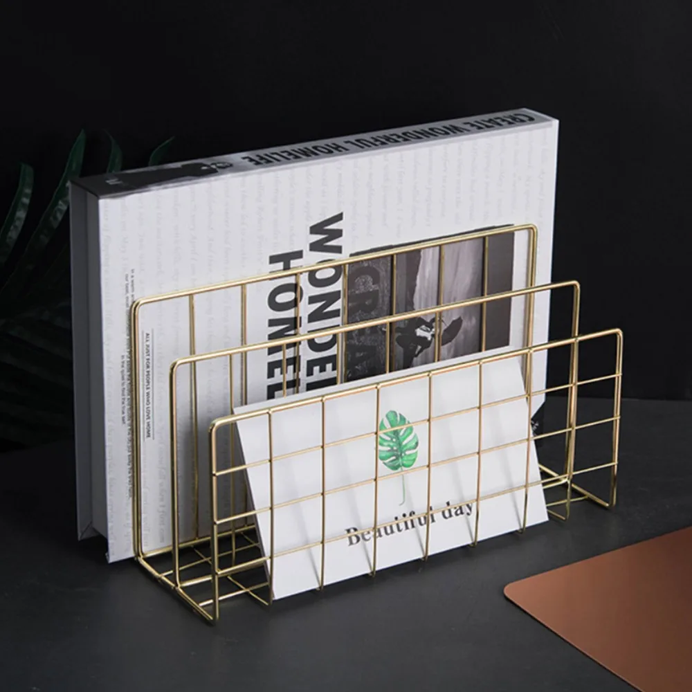 Freestanding Three Grid File Sorter Organizer L Shaped Mail Sorter Holder Makeup Organizer Box For Teachers
