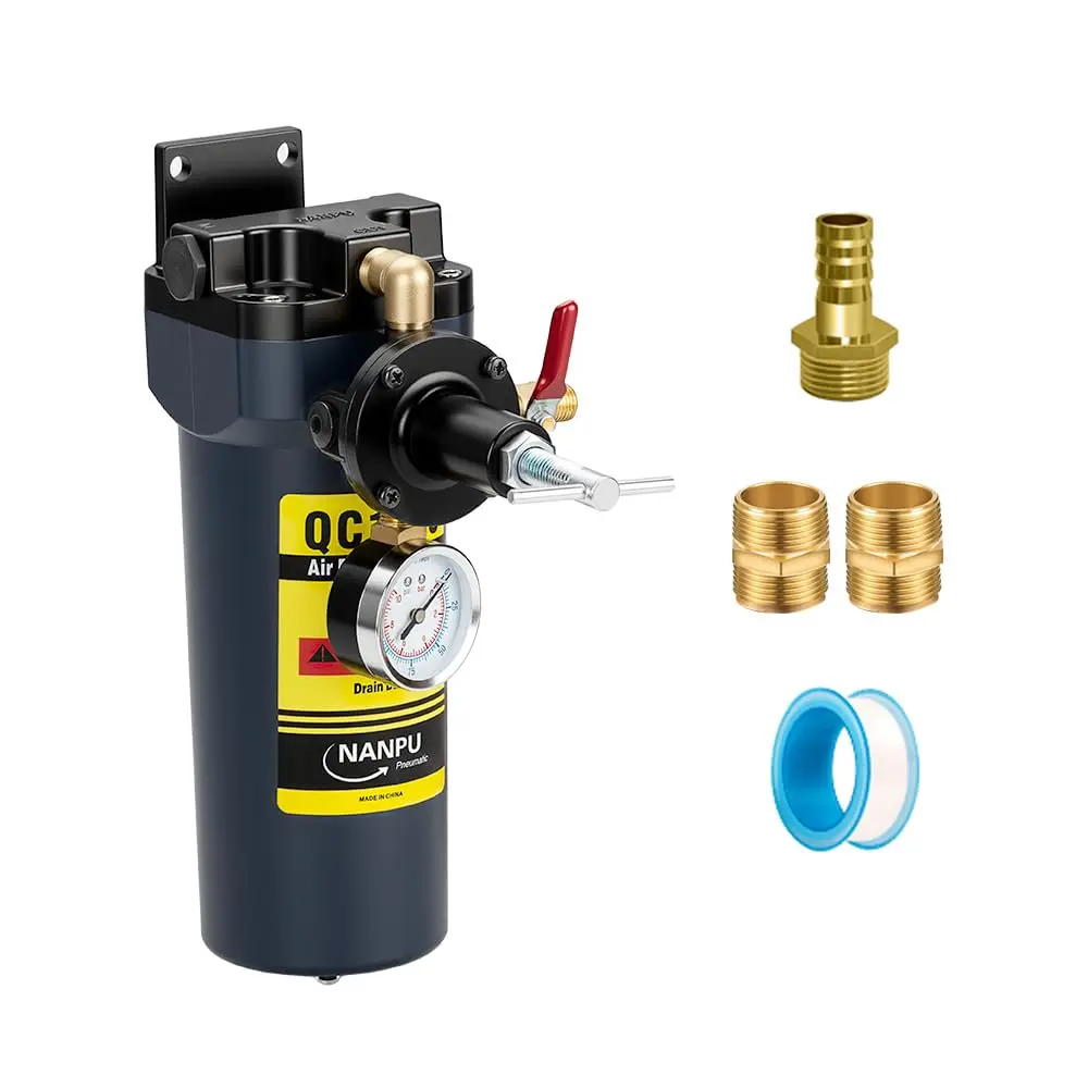 

Осушитель воздуха с регулятором 1/2 дюйма NPT — сепаратор влаги, масла и частиц, 120 куб. футов/мин, 150 фунтов на кв. дюйм для покраски распылением и пневмоинструментов