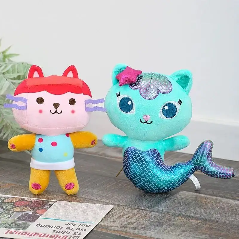 Casa de muñecas Gabby de 9 estilos, juguete de peluche Mercat, animales de peluche de dibujos animados, coche de sirena, gato, muñeco de peluche para niños