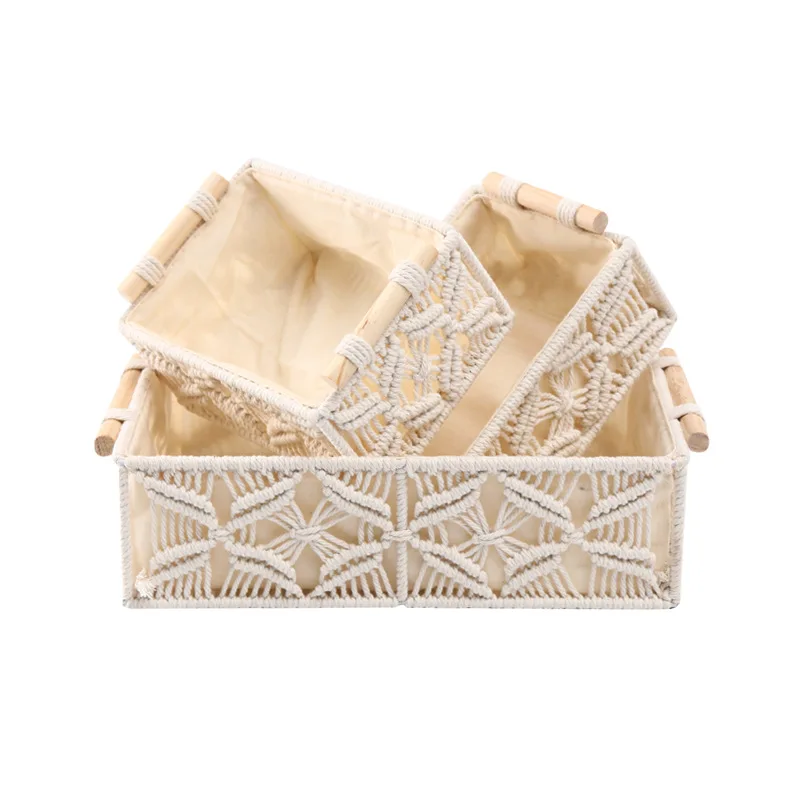 Cotton Rope Storage Bracelet Earring Necklece Box Basket European-Style Desktop Storage Box Hand-Woven Storage Basket