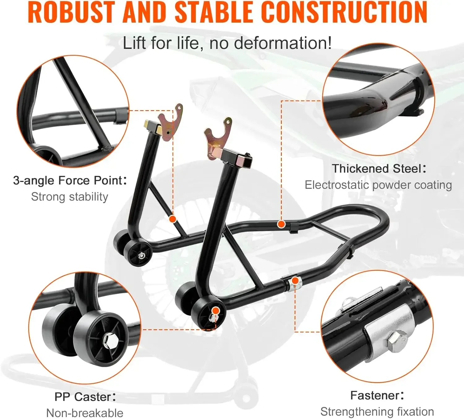 Rear U+L Fork Swingarm Spool Stand, Motorcycle Stand Lift, 850lbs Front Rear Combo Stand Lift Stand, Front Wheel Fork Stand