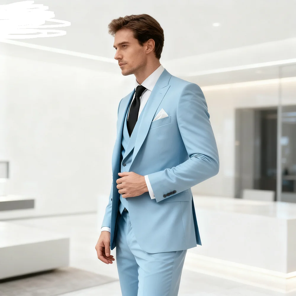 

Slim Fit Formal Smoking Masculino High Quality Red And Navy Business Office Daily Wear Casual Clothes for Men