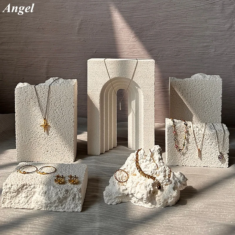 Gypsum Jewelry Display Stand Arched Rectangular matte surface for Photography Creative Decoration Commercial