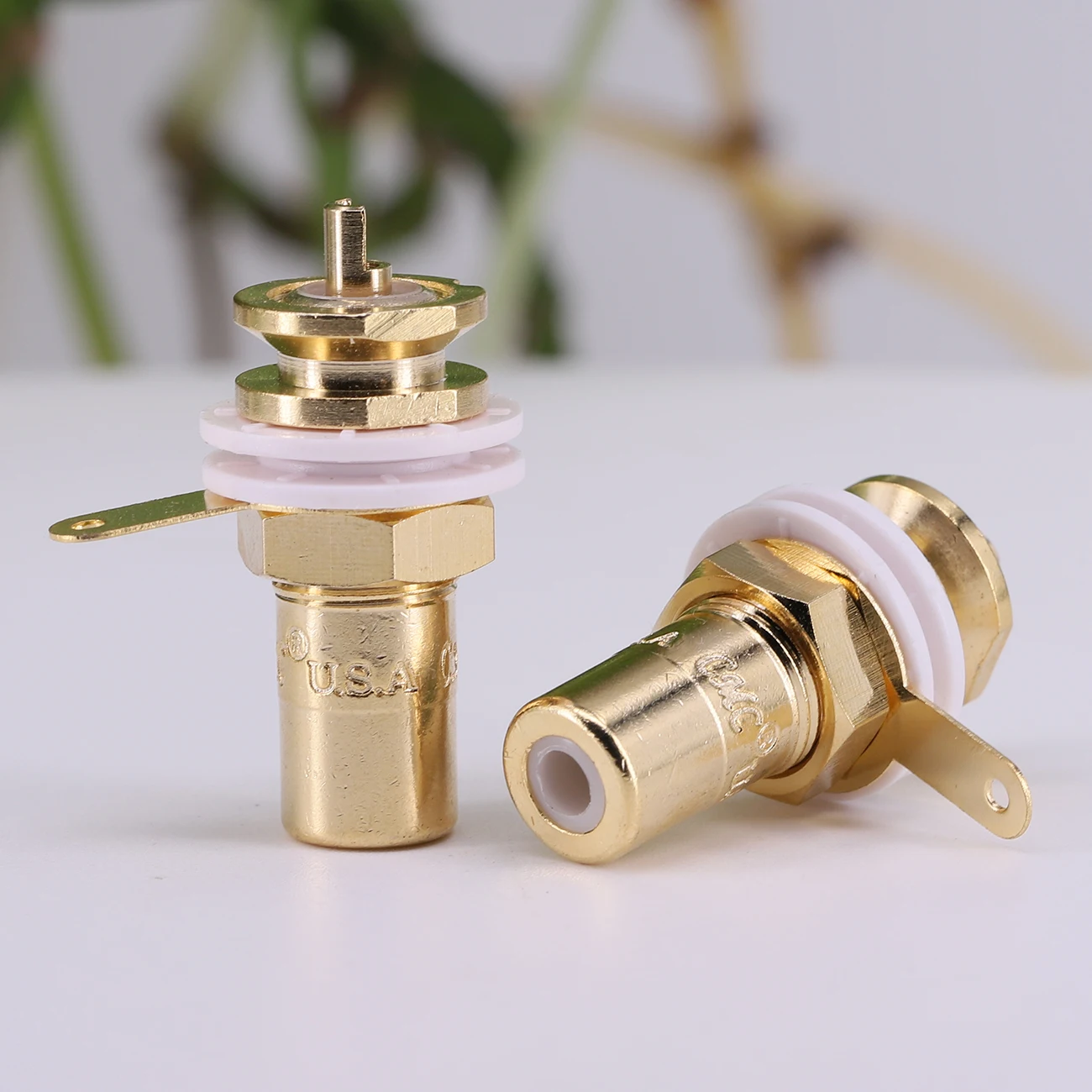 1pair/2PCS RCA Female Terminal Plug Jack Socket Gold Plated Brass For HiFi Audio Video TV CD AMP Signal Panel Chassis Mount