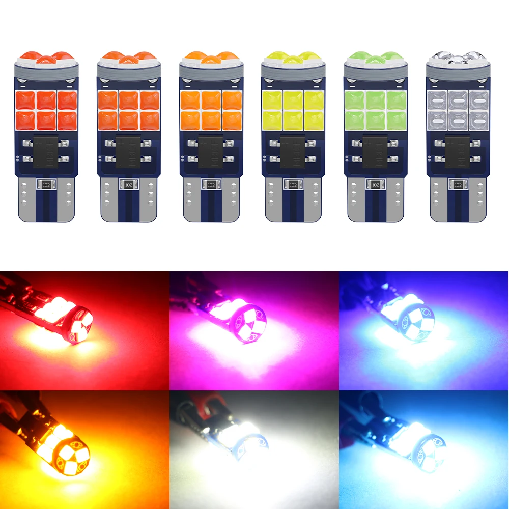 2/10X Car T10 W5W Socket LED Light 3D 3030 SMD Canbus Error Free Auto Interior Reading Lamp Side Parking Bulb 12V White Ice Blue