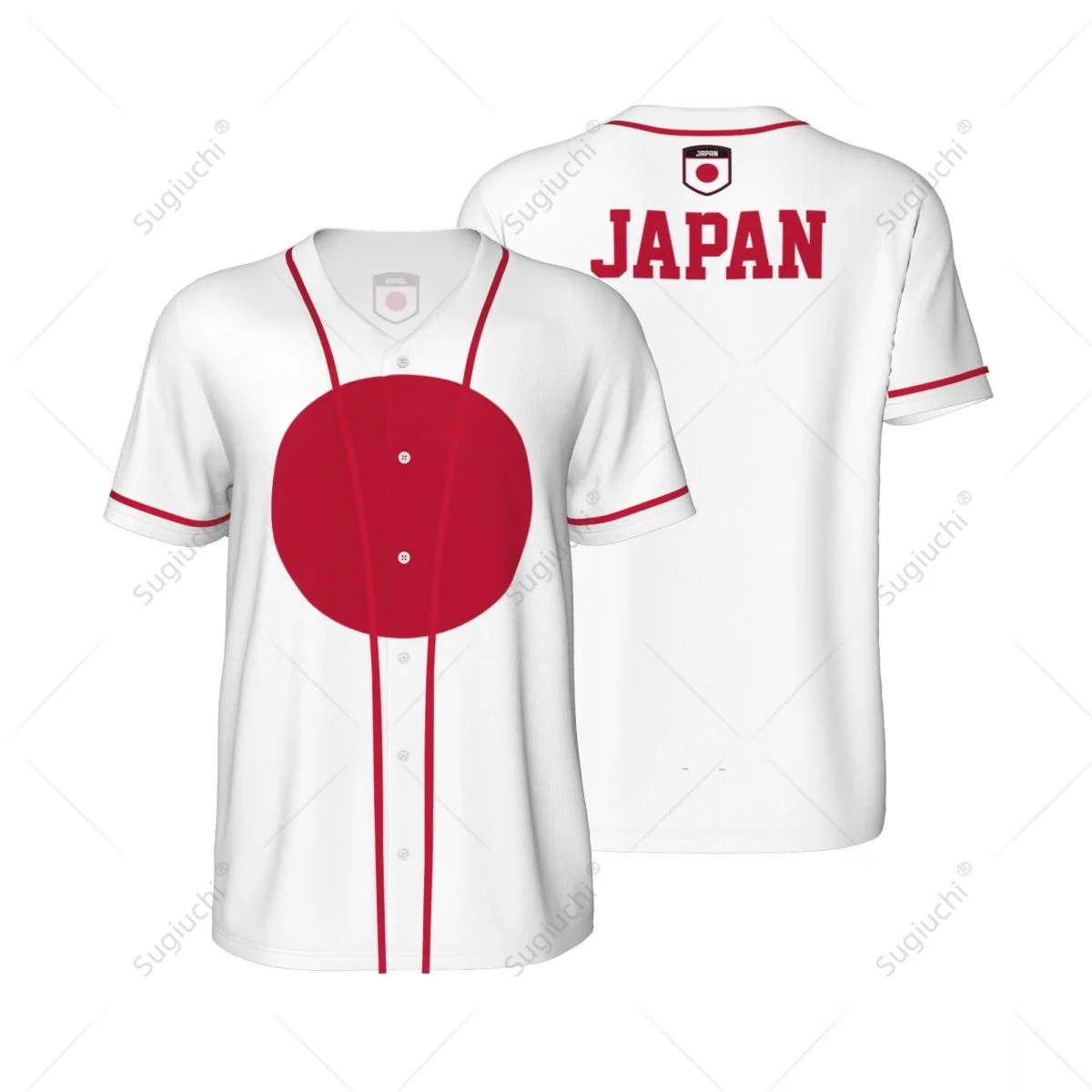 3D Printed Japan Flag Men Baseball Mesh Sports T-shirt Tees Custom Name Nunber