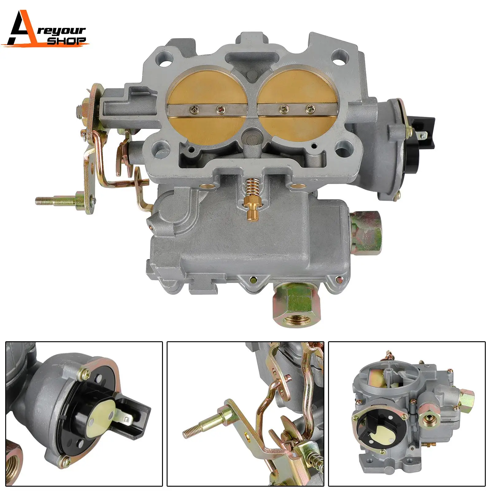 Areyourshop Carburetor Carb fit for Marine Mercruiser 2 Barrel 3.0L 2 CYL with a Long Linkage Boat Parts