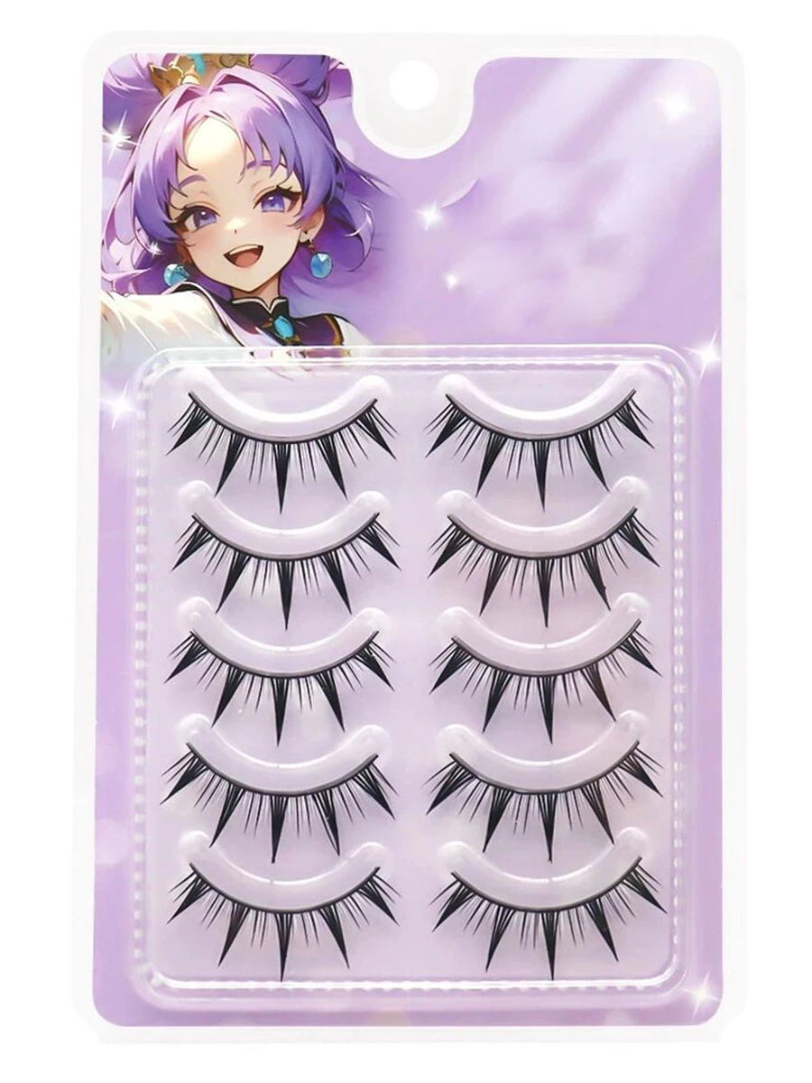 メイクアップつけまつげ、5ペアマンガまつげ、うっすらとしたアニメつけまつげナチュラルルック、ふわふわスパイキードールまつげ、漫画まつげ
