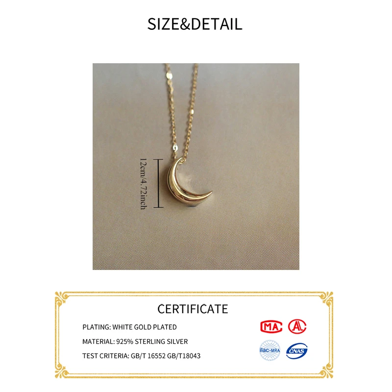 INZATT Real 925 Sterling Silver 14K Gold Moon Choker Necklace For Women Minimalist Fine Jewelry Cute Accessories Drop shipping