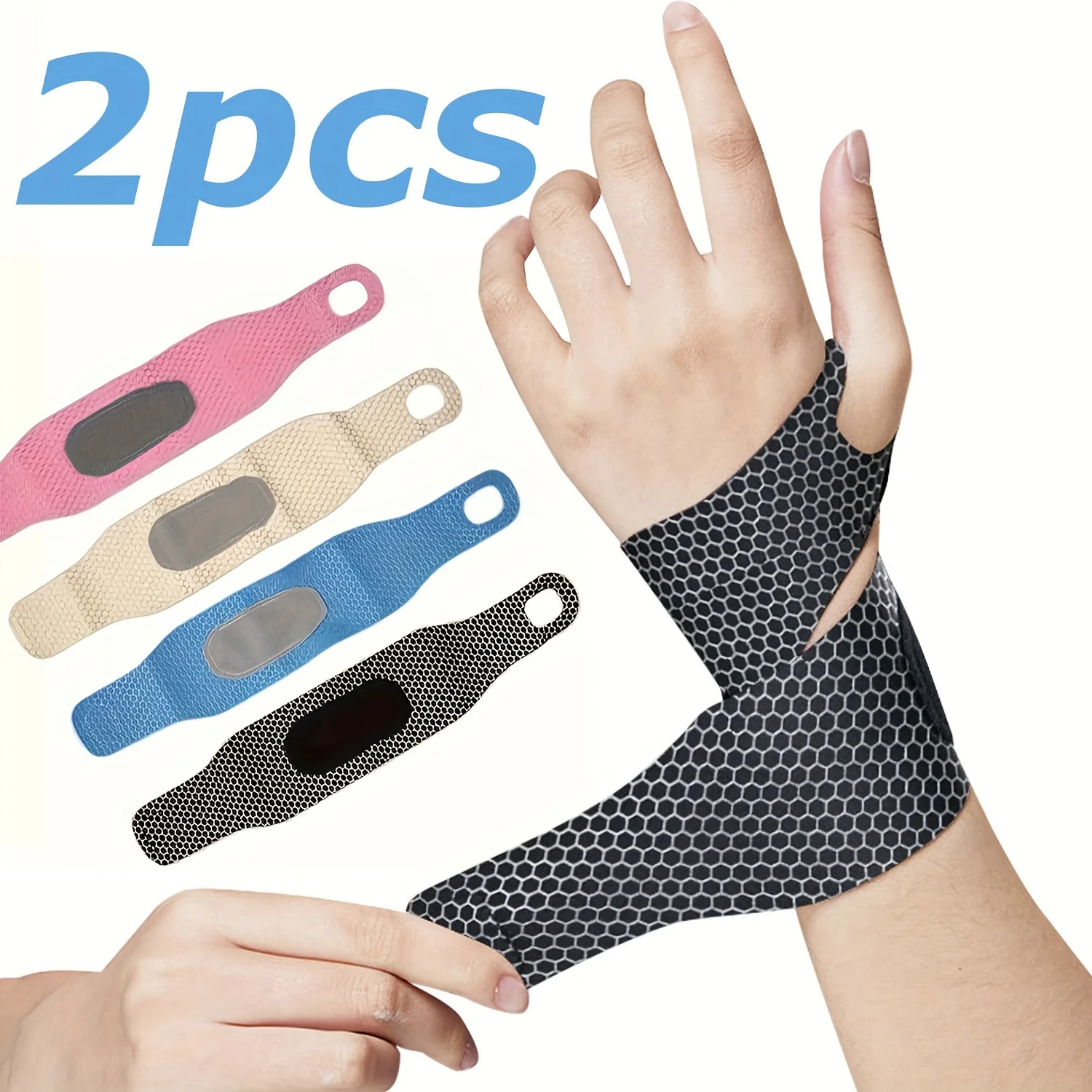 

2pcs ComfortFit Wrist Wraps - Adjustable, Breathable, Compression, and Supportive Hand Braces for Women and Men - Lightweight, P