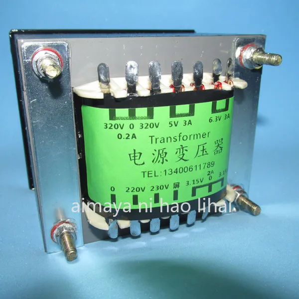 

Dual 320V Dual 3.15V 5V3A 6.3V3A Gall machine 190W power transformer EI105X70 horizontal fixed