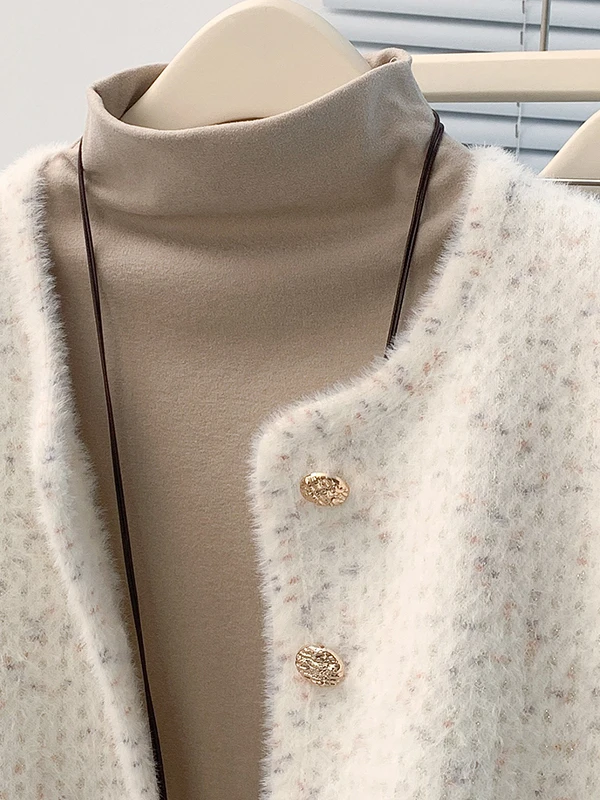 الراقية الملمس متماسكة سترة Jaet المرأة الشتاء Thiened ort ملابس خارجية التخسيس عادية فضفاضة تناسب طويلة Sve جولة Ne #3