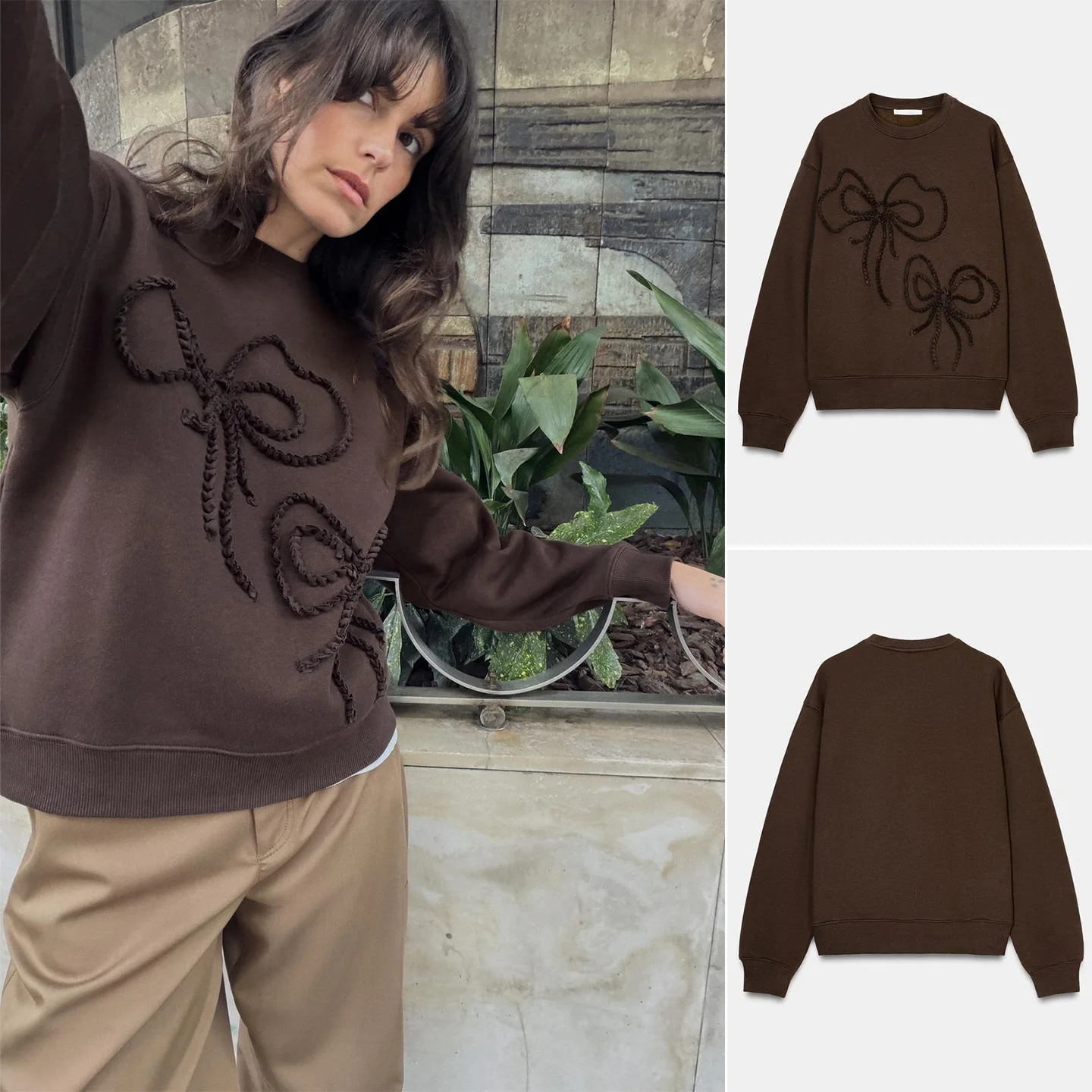 

Весенняя новинка: Женский повседневный свитер с длинным рукавом, круглым вырезом и бантом, из полиэстера, свободного кроя